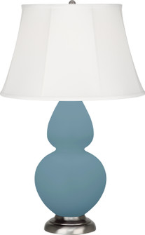 Double Gourd One Light Table Lamp in Matte Steel Blue Glazed Ceramic w/Antique Silver (165|MOB58)