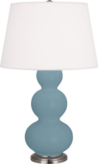 Triple Gourd One Light Table Lamp in Matte Steel Blue Glazed Ceramic w/Antique Silver (165|MOB42)