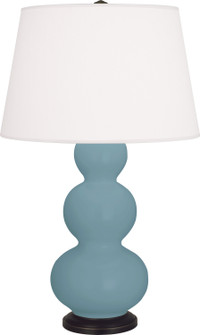 Triple Gourd One Light Table Lamp in Matte Steel Blue Glazed Ceramic w/Deep Patina Bronze (165|MOB41)