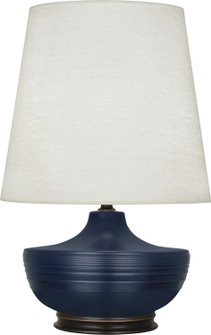 Michael Berman Nolan One Light Table Lamp in Matte Midnight Blue Glazed Ceramic and Deep Patina Bronze (165|MMB25)