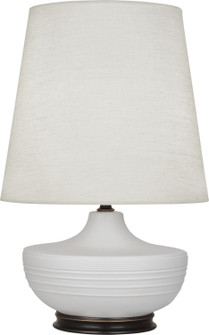 Michael Berman Nolan One Light Table Lamp in Matte Dove Glazed Ceramic w/Deep Patina Bronze (165|MDV25)