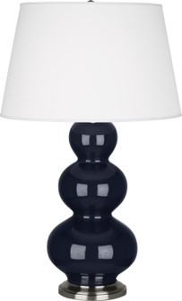 Triple Gourd One Light Table Lamp in Midnight Blue Glazed Ceramic w/Antique Silver (165|MB42X)