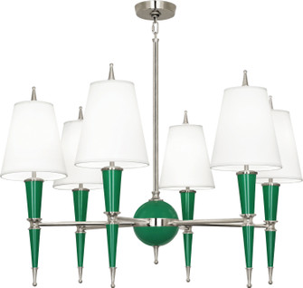 Jonathan Adler Versailles Six Light Chandelier in Emerald Lacquered Paint w/Polished Nickel (165|G604X)