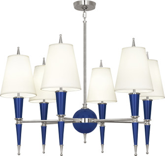 Jonathan Adler Versailles Six Light Chandelier in Navy Lacquered Paint w/Polished Nickel (165|C604X)