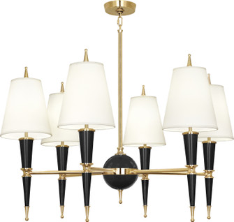 Jonathan Adler Versailles Six Light Chandelier in Black Lacquered Paint w/Modern Brass (165|B904X)