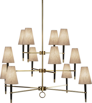 Jonathan Adler Ventana 12 Light Chandelier in Ebony Wood w/Antique Brass (165|674)