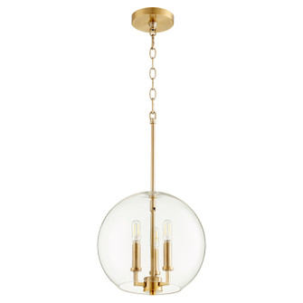 873 Globe Pendants Three Light Pendant in Aged Brass (19|873-3-80)