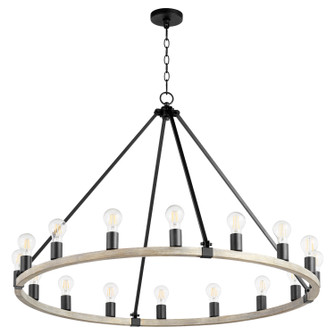 Paxton 16 Light Chandelier in Textured Black w/ Weathered Oak Finish (19|64-16-6941)