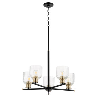 Monarch Five Light Chandelier in Textured Black w/ Aged Brass (19|610-5-6980)