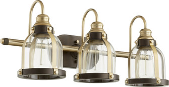Banded Lighting Series Three Light Vanity in Aged Brass w/ Oiled Bronze (19|586-3-8086)