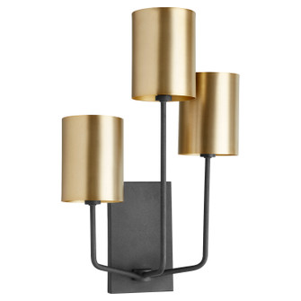 Harmony Three Light Wall Mount in Textured Black w/ Aged Brass (19|557-3-6980)