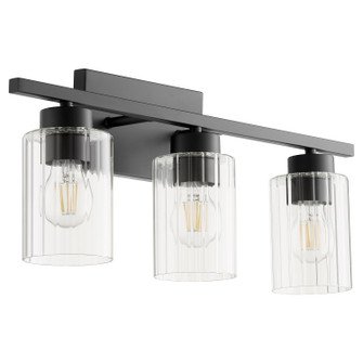 Ladin Three Light Vanity in Textured Black w/ Clear Fluted Glass (19|501-3-69)