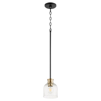 Monarch One Light Pendant in Textured Black w/ Aged Brass (19|310-6980)