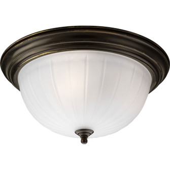 Melon Glass Three Light Flush Mount in Antique Bronze (54|P3818-20)