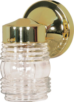 One Light Outdoor Wall Lantern in Polished Brass / Clear Ribbed (72|SF77-996)