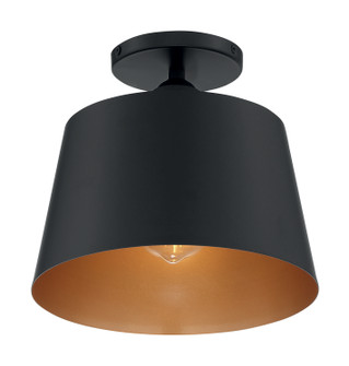 Motif One Light Semi Flush Mount in Black / Gold Accents (72|60-7332)