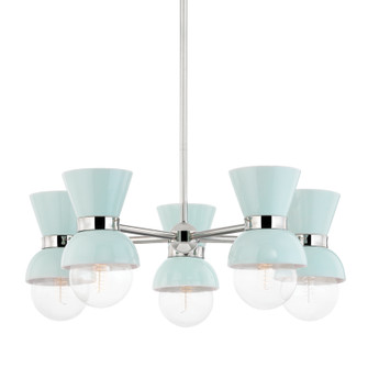 Gillian Five Light Chandelier in Polished Nickel/Ceramic Gloss Robins Egg Blue (428|H469805-PN/CRB)