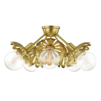 Alyssa Five Light Semi Flush Mount in Aged Brass (428|H353605-AGB)