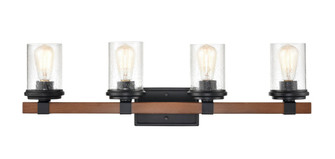 Taos Four Light Vanity in Matte Black/Wood Grain (59|3804-MB/WG)