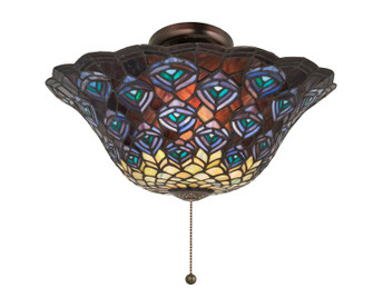 Tiffany Peacock Feather Three Light Fan Light Fixture in Mahogany Bronze (57|72649)