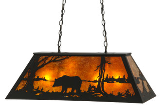 Bear At Lake Six Light Oblong Pendant in Black Metal (57|66368)