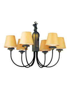 Tuscan Vineyard Six Light Chandelier in Black Metal (57|65545)