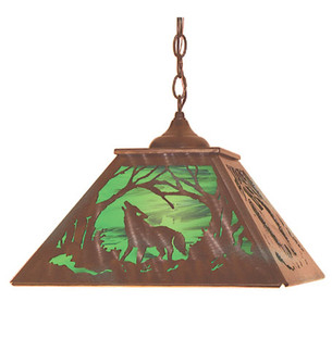 Northwoods Wolf On The Loose Two Light Pendant in Antique Copper (57|48727)