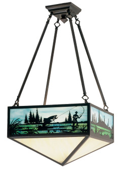 Fly Fishing Creek Three Light Semi-Flushmount in Craftsman Brown (57|38682)
