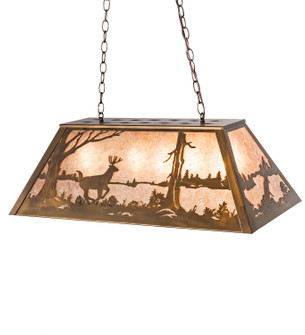 Deer At Lake Six Light Oblong Pendant in Antique Copper (57|31947)