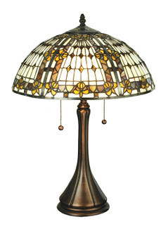 Fleur-De-Lis Two Light Table Lamp in Beige Ha Green/Blue Amber (57|27031)