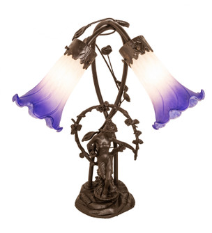 Blue/White Pond Lily Two Light Table Lamp in Mahogany Bronze (57|251856)