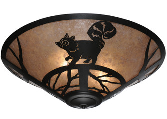 Raccoon On The Loose Three Light Flush Mount in Black Metal (57|243215)