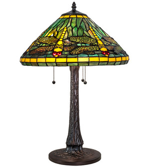 Tiffany Dragonfly Three Light Table Lamp in Mahogany Bronze (57|241975)