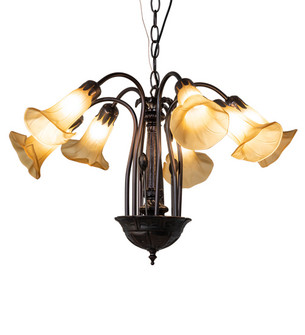 Tiffany Pond Lily Seven Light Chandelier in Mahogany Bronze (57|236538)