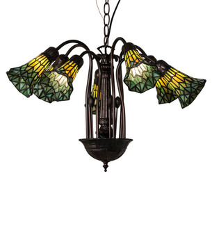 Stained Glass Pond Lily Seven Light Chandelier in Mahogany Bronze (57|236537)