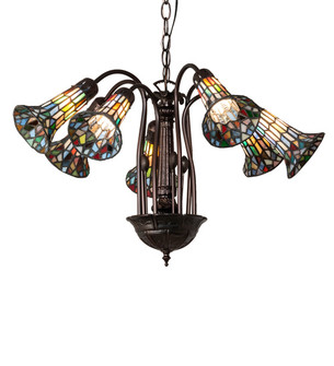 Stained Glass Pond Lily Seven Light Chandelier in Mahogany Bronze (57|236531)