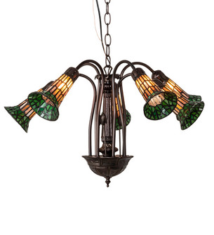 Stained Glass Pond Lily Seven Light Chandelier in Mahogany Bronze (57|236530)