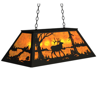 Elk At Lake Six Light Pendant in Black Metal (57|234140)