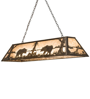 Bear At Lake Nine Light Oblong Pendant in Antique Copper (57|232161)