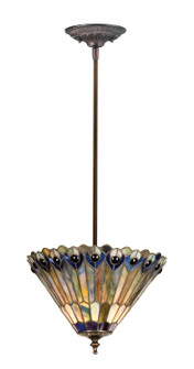 Tiffany Jeweled Peacock One Light Semi-Flushmount in Antique (57|23199)