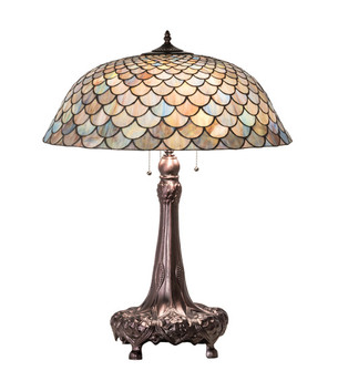 Tiffany Fishscale Three Light Table Lamp in Mahogany Bronze (57|230462)