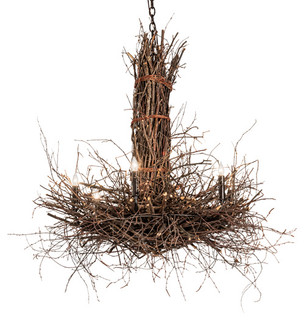 Twigs Six Light Chandelier in Bronze,Natural Wood (57|226214)