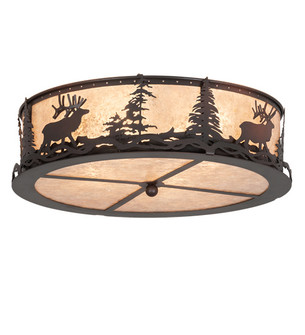 Elk At Dusk Four Light Flushmount in Wrought Iron (57|225429)