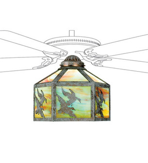 Ducks In Flight One Light Fan Light Shade in Verdigris (57|22339)