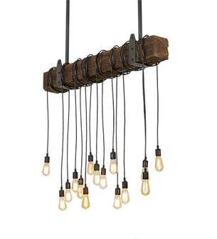 Wood Beam 15 Light Pendant in Natural Wood,Wrought Iron (57|198209)