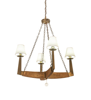 Arendal Four Light Chandelier in Antique Copper,Natural Wood,Crystal (57|195110)