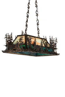 Moose Through The Trees Six Light Oblong Pendant in Antique Copper,Burnished (57|178862)