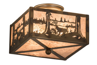 Deer At Lake Two Light Flushmount in Antique Copper,Burnished (57|177245)