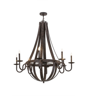 Barrel Stave Eight Light Chandelier in Black Metal (57|172321)