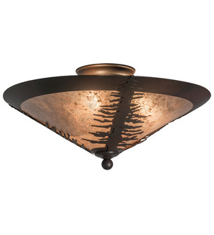 Spruce Tree Three Light Flushmount in Wrought Iron On Rust (57|166804)